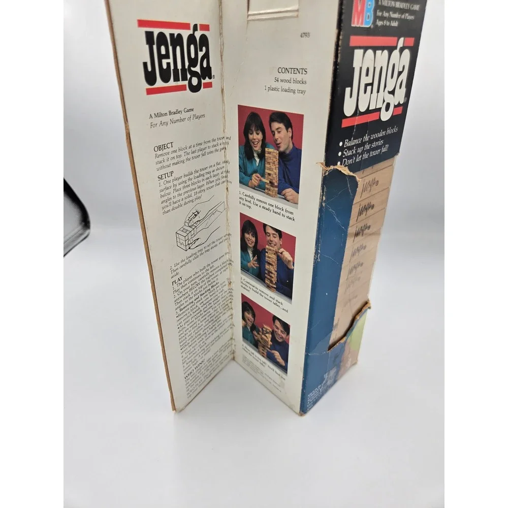 Vintage 1986 Jenga Game Milton Bradley MB Original Wood Blocks 51 Piece Set 4793
